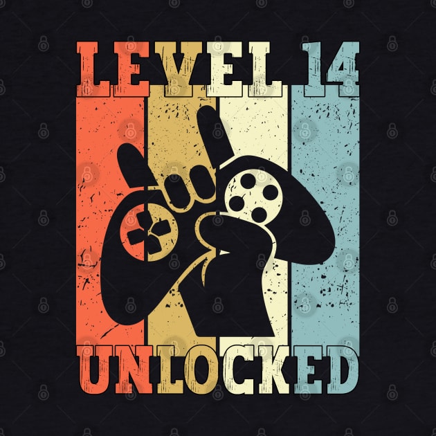 Level 14 Unlocked Video Gamer 14 Years Old 14th Birthday Level Unlocked by Charaf Eddine